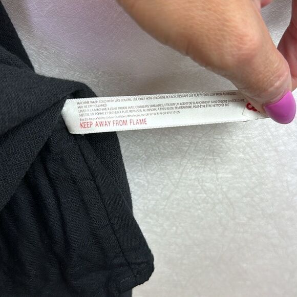 Free People Button Down Back Cotton Mini Dress Black L - Picture 4 of 6